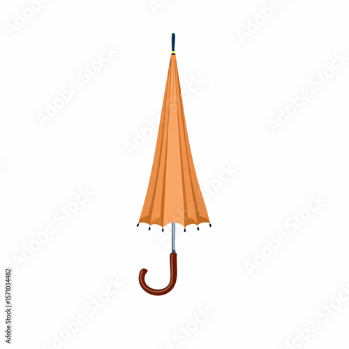 An elegant orange umbrella is ready for rainy weather, making it ideal for designs related to protection or seasonal graphics.