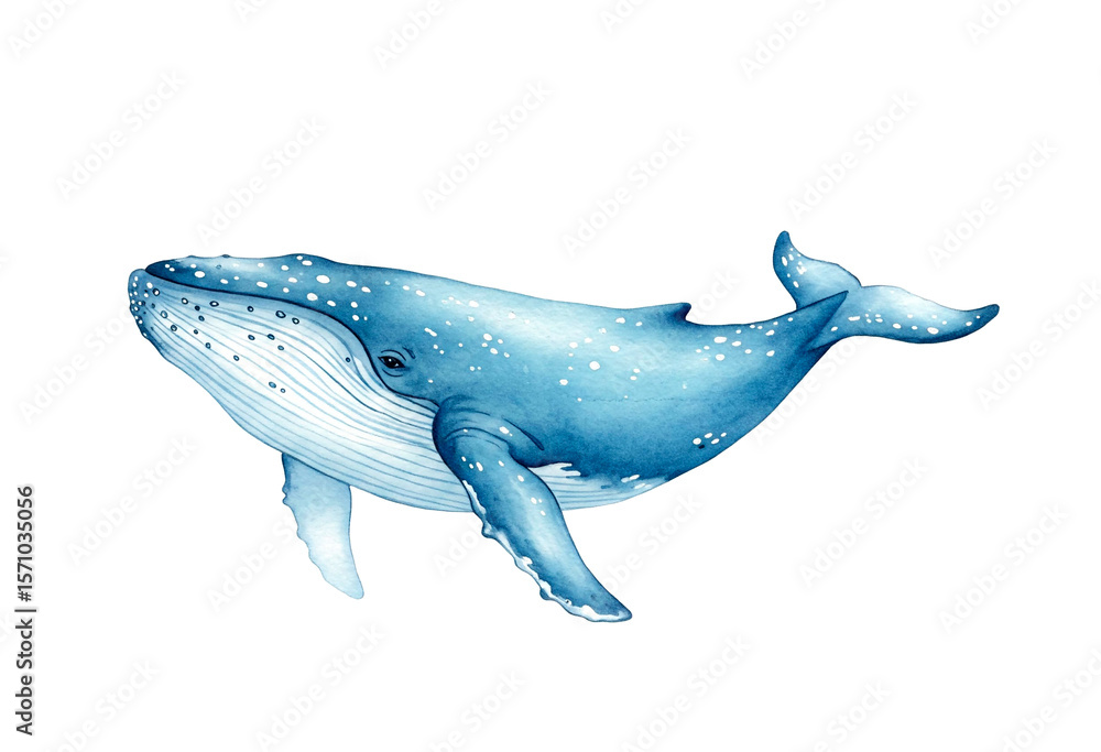 Obraz premium Graceful Watercolor Whale: Ocean Art for Coastal Decor, Prints & Marine-Inspired Gifts