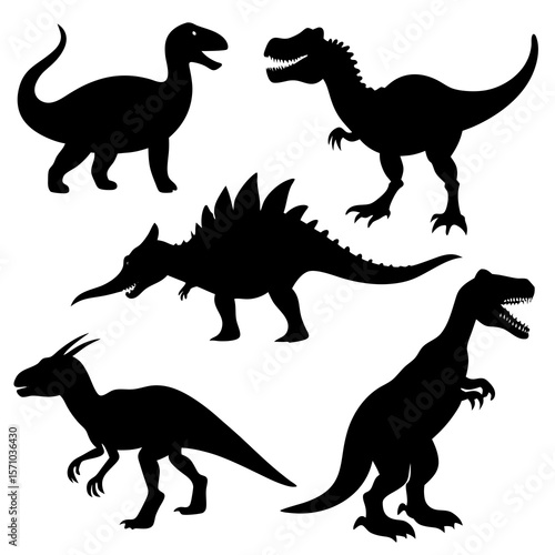 set of dinosaurs silhouettes
