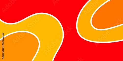 Abstract design with overlapping curved shapes in shades of red and yellow