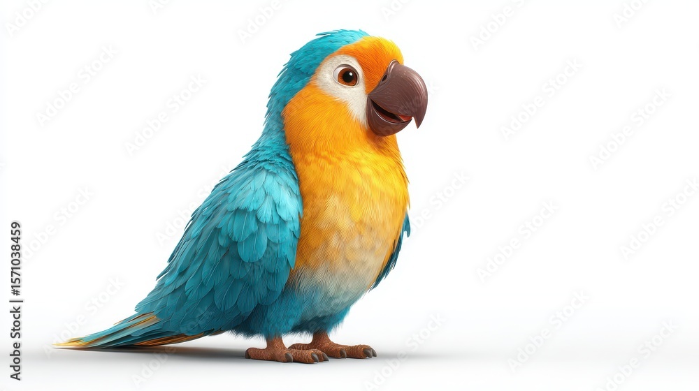 Fototapeta premium parrot cartoon is smiling side view
