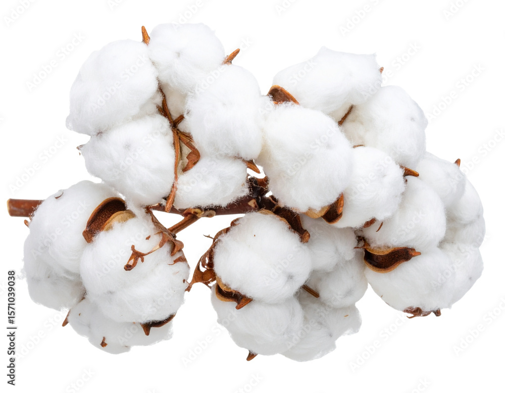 Natural Cotton Branch with Bolls Transparent PNG Natural Cotton Branch with Bolls Transparent PNG