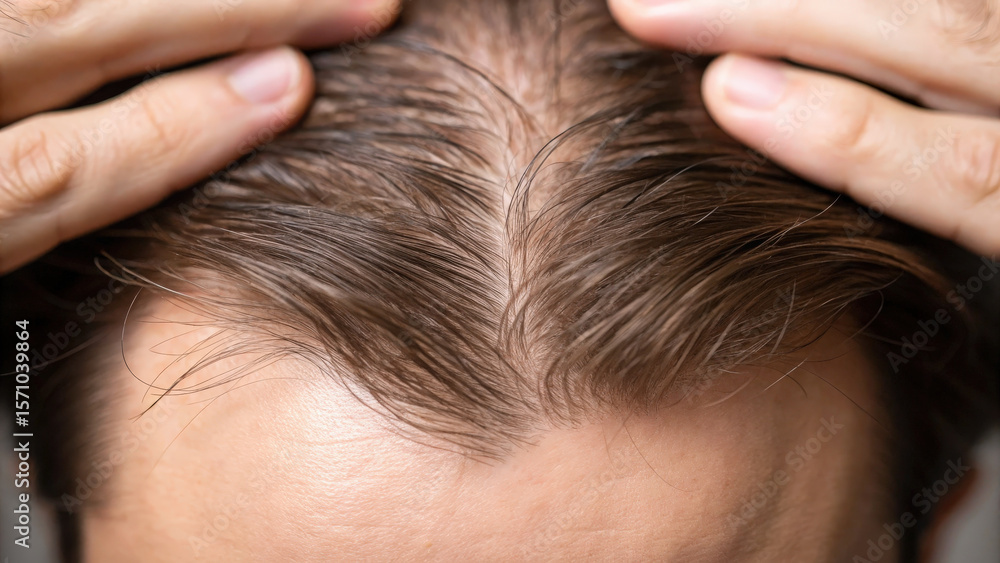 Fototapeta premium Hormonal hair loss Hair loss can be challenging experience influenced by hormonal changes