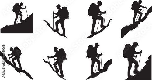vector illustration of Mountain climbers hikers