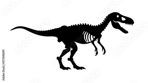 T-Rex Dinosaur Skeleton Silhouette – Prehistoric Fossil Vector Illustration