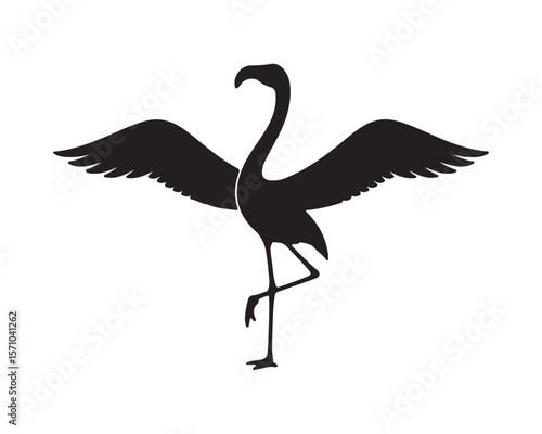  Flamingo Silhouette Vector with Open Wings - Elegant Bird Design