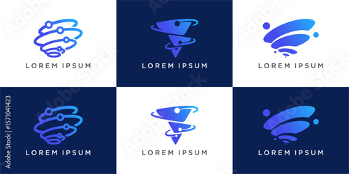 Set of unique twister logo design template