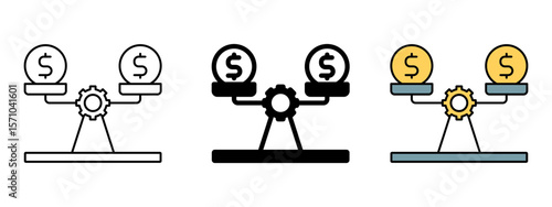 Balance Scale Icon – Line, Glyph, and Fill Icon Set