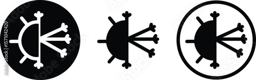Hot and cold icons set in black