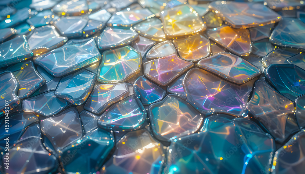 Fototapeta premium A stunning composition of recycled glass pieces with a captivating glow.