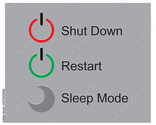 set icon of shut down button or symbol, included as sleep, restart, hibernate and shutdown line button.