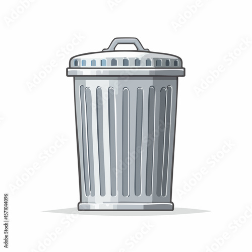 Metal Trash Can Illustration Clean, Simple Design for Waste Disposal