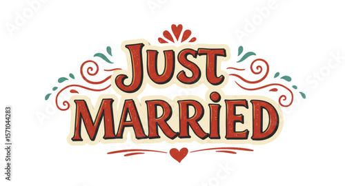 Just married lettering 