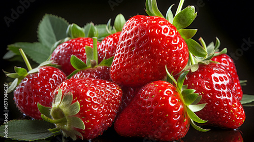 Fototapeta Naklejka Na Ścianę i Meble -  ripe strawberry fruits on a dark background