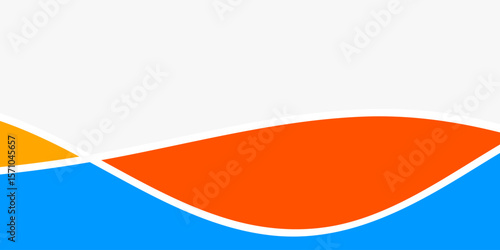 Abstract geometric design with overlapping, wavy shapes in vibrant colors
