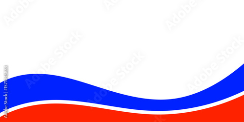 Abstract design with wavy blue and red bands on a white background