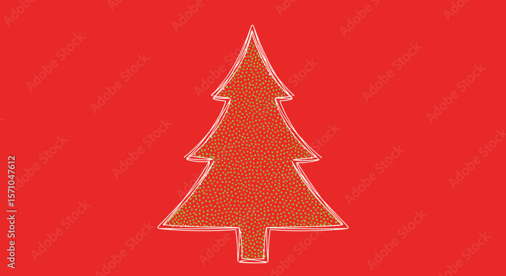 Obraz premium Decorative Christmas tree with festive patterns on a red background