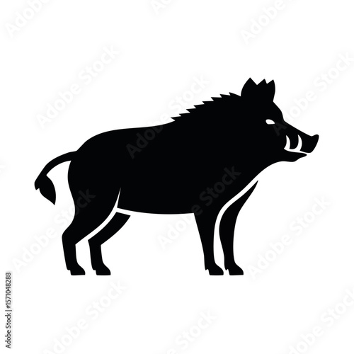 Wild Boar Full Body Black Glyph Icon (Color Changes Available in SVG)
