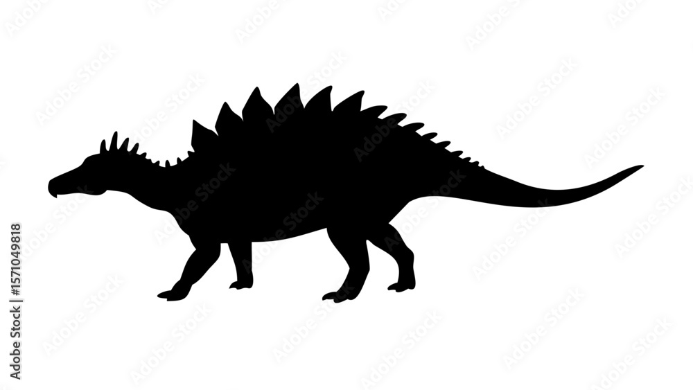 Fototapeta premium Stegosaurus Dinosaur Silhouette Vector – Spiked Prehistoric Reptile Clipart
