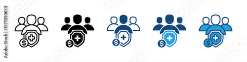 Health Insurance icon set multiple style collection