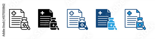 Prescription Drugs icon set multiple style collection