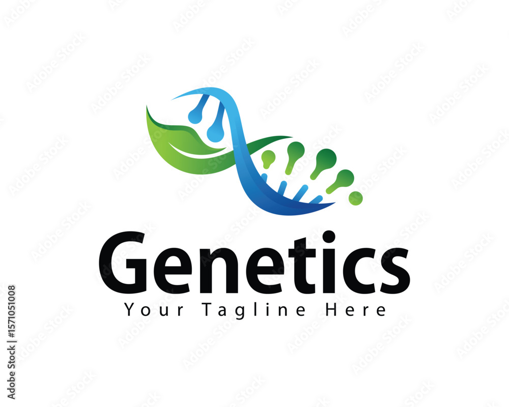 Fototapeta premium genetics leave logo creative DNA health medical design concept