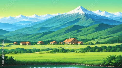 Wallpaper Mural Landscape Lake House View Vol.134 Torontodigital.ca