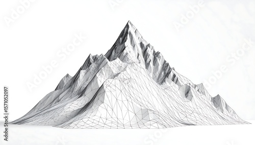 3D wireframe mountain illustration