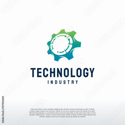 Technology logo designs, Gear Pixel Logo Template Design Vector