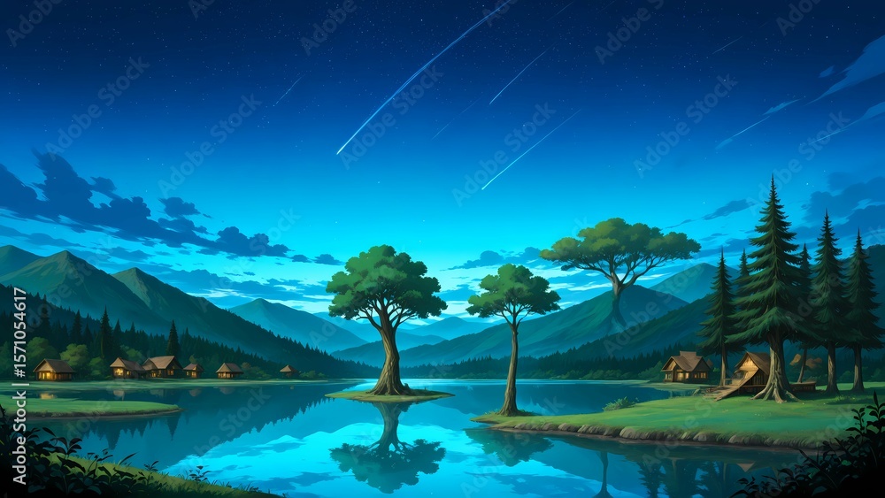 Fototapeta premium Serene Sunset Over the Calm Lake