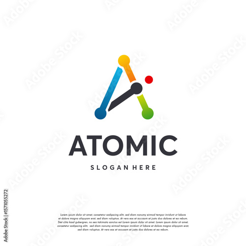 Atomic logo, A-Initial Logo designs vector, Science Tech logo