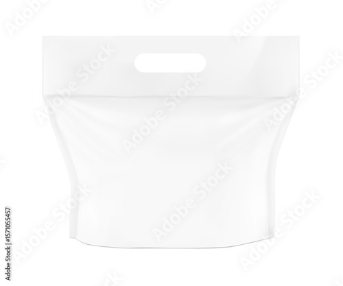 Realistic fruit transparent plastic bag with handle mockup. Vector illustration isolated on white background. Ready and simple to use for your design. EPS10.