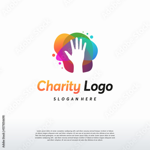 colorful raised hand logo logo vector, Charity logo designs template, design concept, logo, logotype element for template