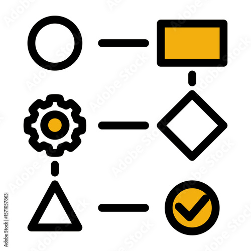 Automated Process Flowchart from the Business Automation icon collection (Outline Color Lineal Style)