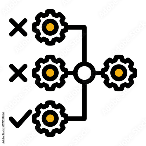 Automated Industrial Workflow from the Business Automation icon collection (Outline Color Lineal Style)