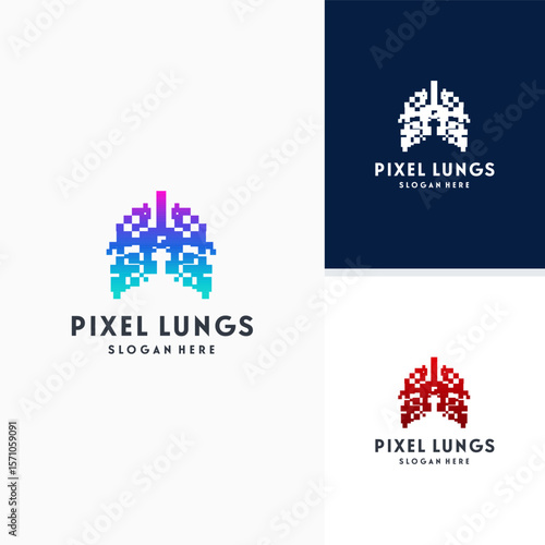 Digital Lungs, Pixel Lungs logo designs concept, design concept, logo, logotype element for template