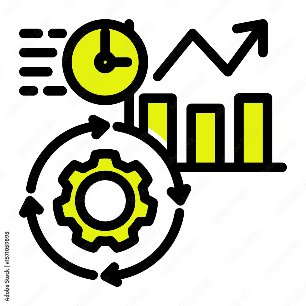 Fototapeta premium Operational Efficiency Analytics Dashboard from the Business Automation icon collection (Solid Color Lineal Style)