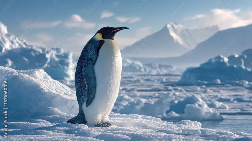 Obraz premium majestic penguin stands gracefully on an ice floe in Antarctica