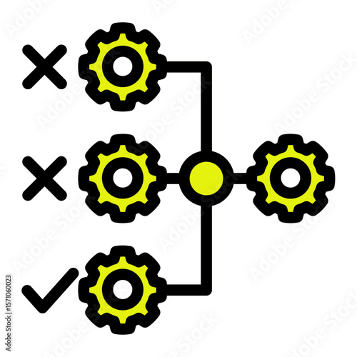 Automated Industrial Workflow from the Business Automation icon collection (Solid Color Lineal Style)