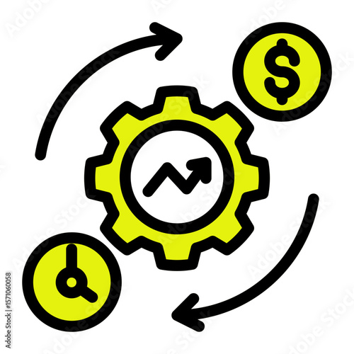 Time Optimization Gauge from the Business Automation icon collection (Solid Color Lineal Style)
