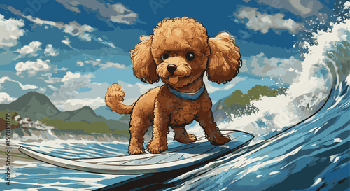 Surfing toy poodle 1980x1080