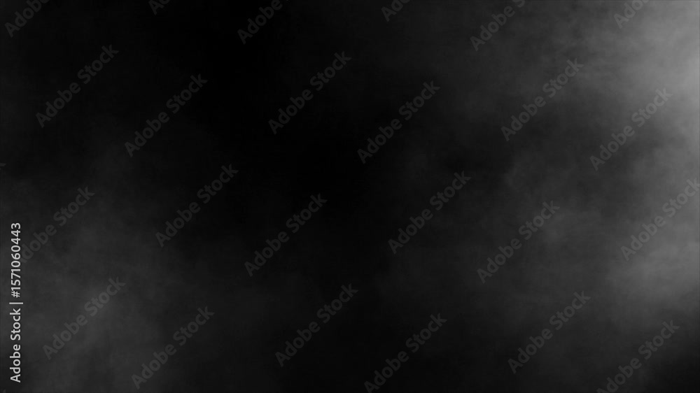 Subtle fog appears in opposite corners, framing the empty black space. Atmospheric overlay for cinematic titles, horror, or suspenseful scenes