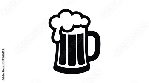 Stylized beer mug with foamy head drink beverage