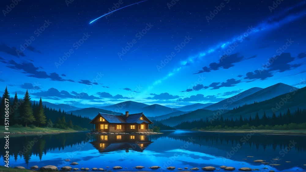 Fototapeta premium Dreamy Lake View Homes: Tranquility by the Water Vol.37
