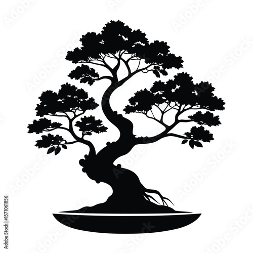 bonsai tree black color icon on white background
