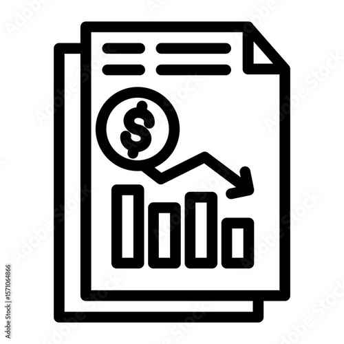 Economic Recession Decline Icon from Accounting Icon Collection (Outline Style)
