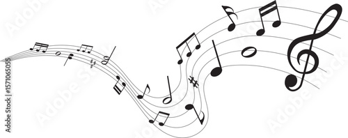 vector illustration of sheet music - musical notes melody	