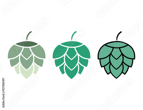 Set of Hop icon beer cone leaf sign,pub herb design, nature seed vector .