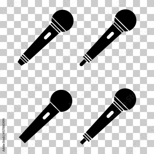 Set of Microphone icon, audio speech symbol, record concert sign, web button design .