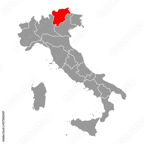 Italy map of Trentino Alto Adige symbol shape, travel web flat concept icon web vector illustration .